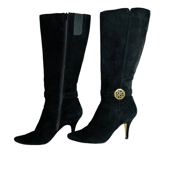 Anne‎ Klein Black Suede Leather Heeled Boots Women's Size 8M - Picture 8 of 10